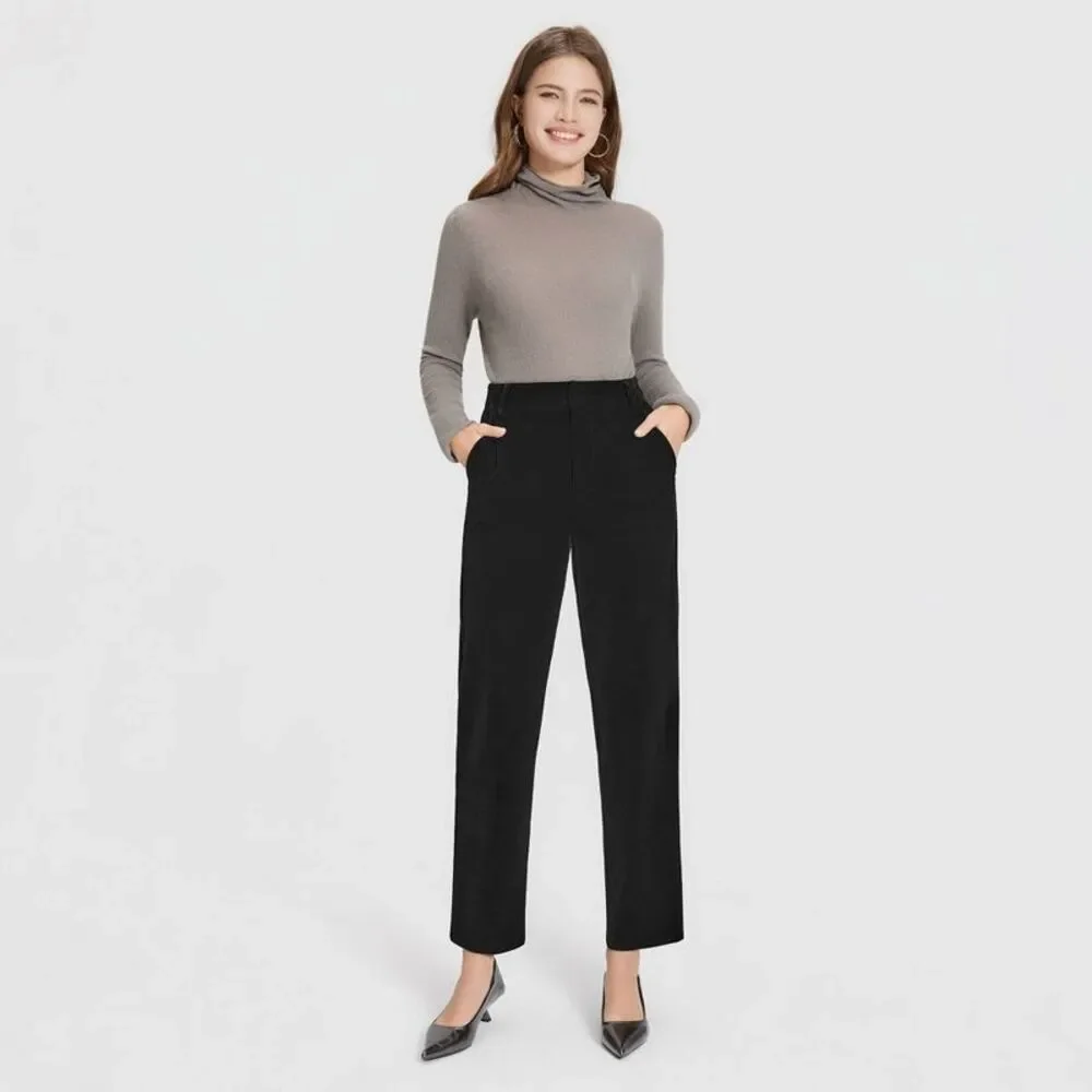 Women's Mid-Rise Velvet Tapered Trousers - A New Day Black 16